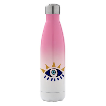 blue evil eye, Metal mug thermos Pink/White (Stainless steel), double wall, 500ml