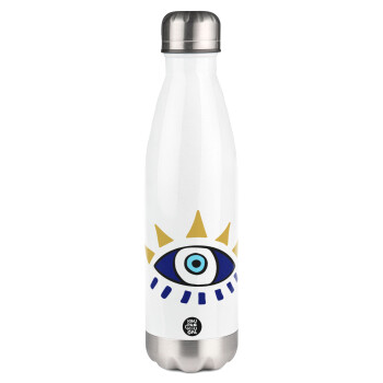 blue evil eye, Metal mug thermos White (Stainless steel), double wall, 500ml