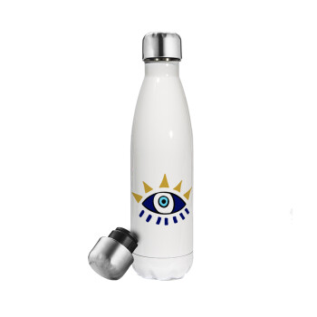 blue evil eye, Metal mug thermos White (Stainless steel), double wall, 500ml