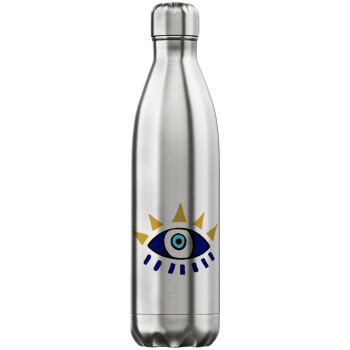 blue evil eye, Inox (Stainless steel) hot metal mug, double wall, 750ml