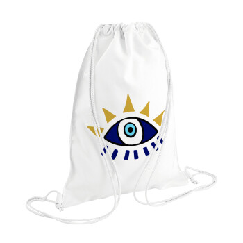 blue evil eye, Backpack pouch GYMBAG white (28x40cm)