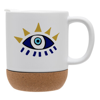 blue evil eye, Ceramic coffee mug Cork (MAT), 330ml (1pcs)