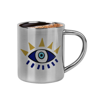 blue evil eye, Double-wall metal cup for espresso (220ml)