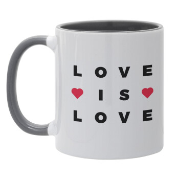 Love is Love, Mug colored grey, ceramic, 330ml