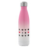 Metal mug thermos Pink/White (Stainless steel), double wall, 500ml