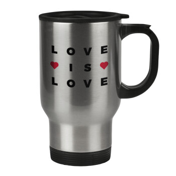 Love is Love, Stainless steel travel mug with lid, double wall 450ml