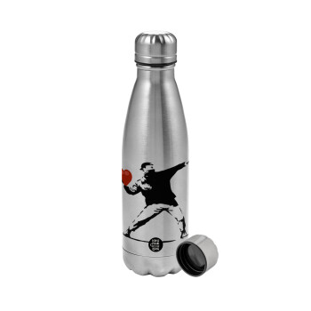 Banksy (The heart thrower), Metallic water bottle, stainless steel, 750ml