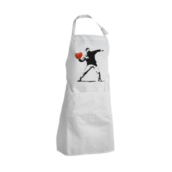 Banksy (The heart thrower), Adult Chef Apron (with sliders and 2 pockets)