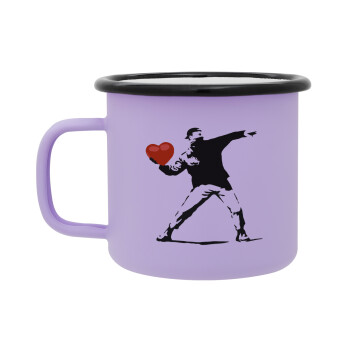 Banksy (The heart thrower), Κούπα Μεταλλική εμαγιέ ΜΑΤ Light Pastel Purple 360ml