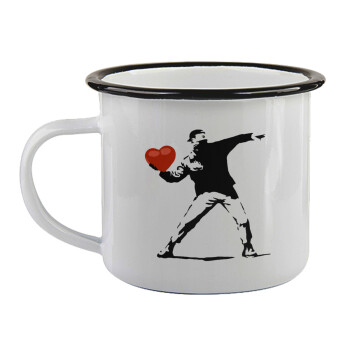 Banksy (The heart thrower), Κούπα εμαγιέ με μαύρο χείλος 360ml