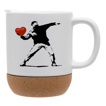 Banksy (The heart thrower), Ceramic coffee mug Cork (MAT), 330ml (1pcs)