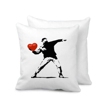 Banksy (The heart thrower), Sofa cushion 40x40cm includes filling