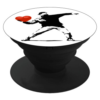 Banksy (The heart thrower), Phone Holders Stand  Black Hand-held Mobile Phone Holder