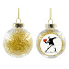 Transparent Christmas tree ball ornament with gold filling 8cm