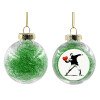 Transparent Christmas tree ball ornament with green filling 8cm