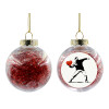 Transparent Christmas tree ball ornament with red filling 8cm