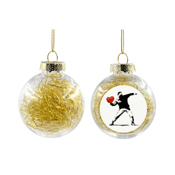 Banksy (The heart thrower), Χριστουγεννιάτικη μπάλα δένδρου διάφανη με χρυσό γέμισμα 8cm