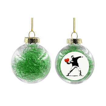 Banksy (The heart thrower), Χριστουγεννιάτικη μπάλα δένδρου διάφανη με πράσινο γέμισμα 8cm