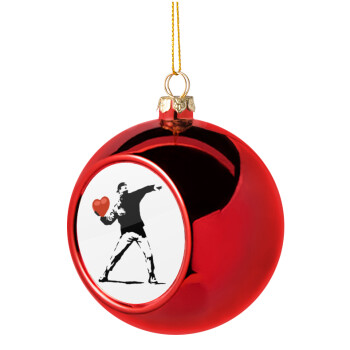 Banksy (The heart thrower), Christmas tree ball Red 8cm