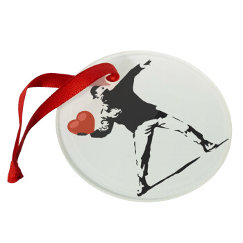 Banksy (The heart thrower), Χριστουγεννιάτικο στολίδι γυάλινο 9cm