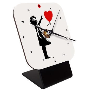 Banksy (Hope), Επιτραπέζιο ρολόι ξύλινο με δείκτες (10cm)