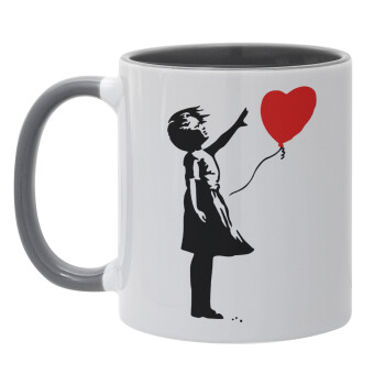 Banksy (Hope), Mug colored grey, ceramic, 330ml