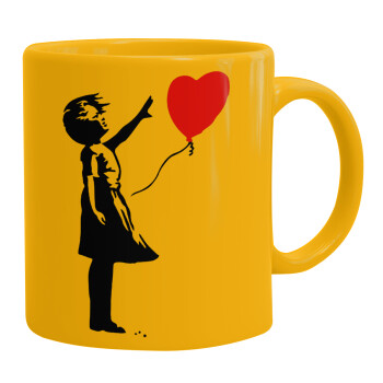 Banksy (Hope), Ceramic coffee mug yellow, 330ml (1pcs)