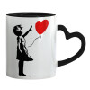 Mug heart black handle, ceramic, 330ml