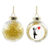 Transparent Christmas tree ball ornament with gold filling 8cm