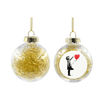 Banksy (Hope), Χριστουγεννιάτικη μπάλα δένδρου διάφανη με χρυσό γέμισμα 8cm