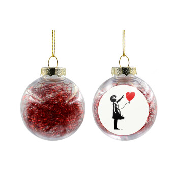 Banksy (Hope), Transparent Christmas tree ball ornament with red filling 8cm