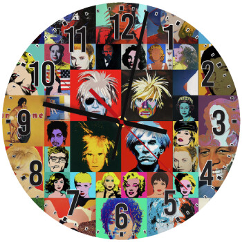Warhol pop art, Ρολόι τοίχου ξύλινο (30cm)