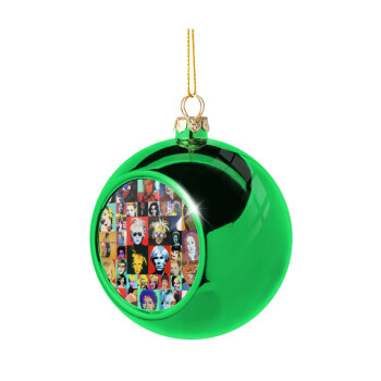 Warhol pop art, Green Christmas tree ornament ball 8cm