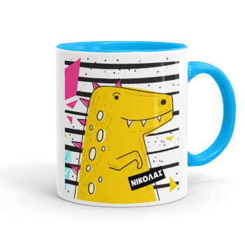 t-rex , Mug colored light blue, ceramic, 330ml