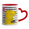 Mug heart red handle, ceramic, 330ml