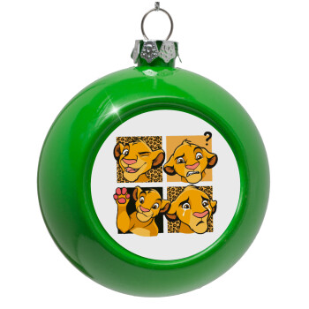 Simba, lion king, Green Christmas tree ornament bauble 8cm