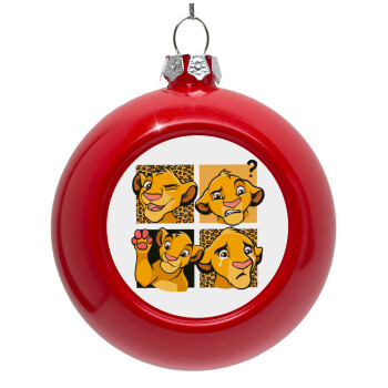 Simba, lion king, Red Christmas tree ornament bauble 8cm