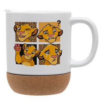 Simba, lion king, Ceramic coffee mug Cork (MAT), 330ml (1pcs)