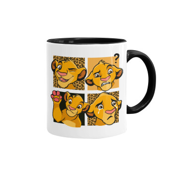 Simba, lion king, Mug colored black, ceramic, 330ml