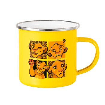 Simba, lion king, Yellow Enamel Metallic Cup 360ml