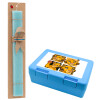 Easter Set, children's snack container BLUE & Easter aromatic flat candle (30cm) (TURQUOISE)