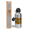 Easter Set, metallic silver aluminum water bottle (500ml) & aromatic flat Easter candle (30cm) (GRAY)