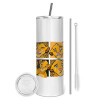 Tumbler stainless steel 600ml, with metal straw & cleaning brush