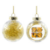 Transparent Christmas tree ball ornament with gold filling 8cm