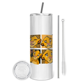 Simba, lion king, Eco friendly stainless steel tumbler 600ml, with metal straw & cleaning brush
