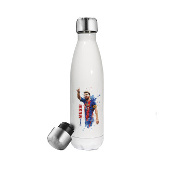 Lionel Messi, Metal mug thermos White (Stainless steel), double wall, 500ml
