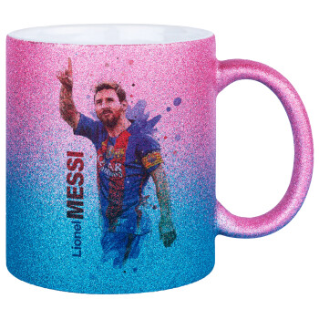 Lionel Messi, Κούπα Χρυσή/Μπλε Glitter, κεραμική, 330ml