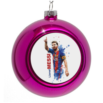 Lionel Messi, Purple Christmas tree ornament bauble 8cm