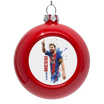 Lionel Messi, Red Christmas tree ornament bauble 8cm