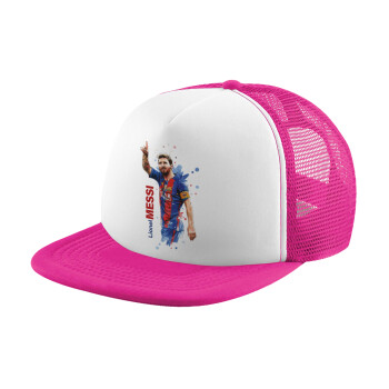 Lionel Messi, Καπέλο Ενηλίκων Soft Trucker με Δίχτυ Pink/White (POLYESTER, ΕΝΗΛΙΚΩΝ, UNISEX, ONE SIZE)